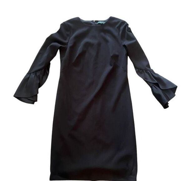 Lauren Ralph Lauren Dresses & Skirts - Lauren Ralph Lauren Black Dress 3/4 Sleeve with Flutter Dressy Size 2